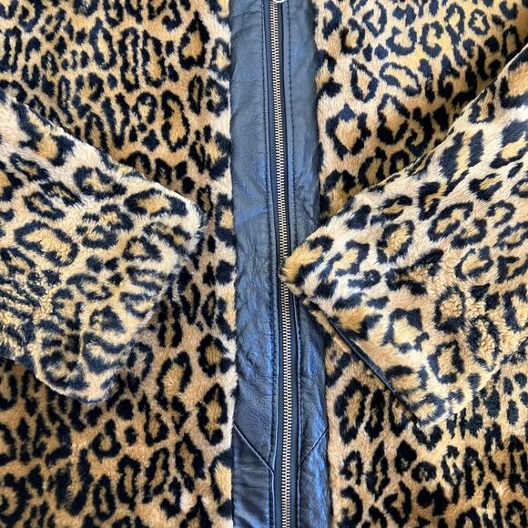 Lillie Rubin L/XL Vtg 90s Reversible Jacket Leather and Faux-fur Animal Print - Picture 9 of 16